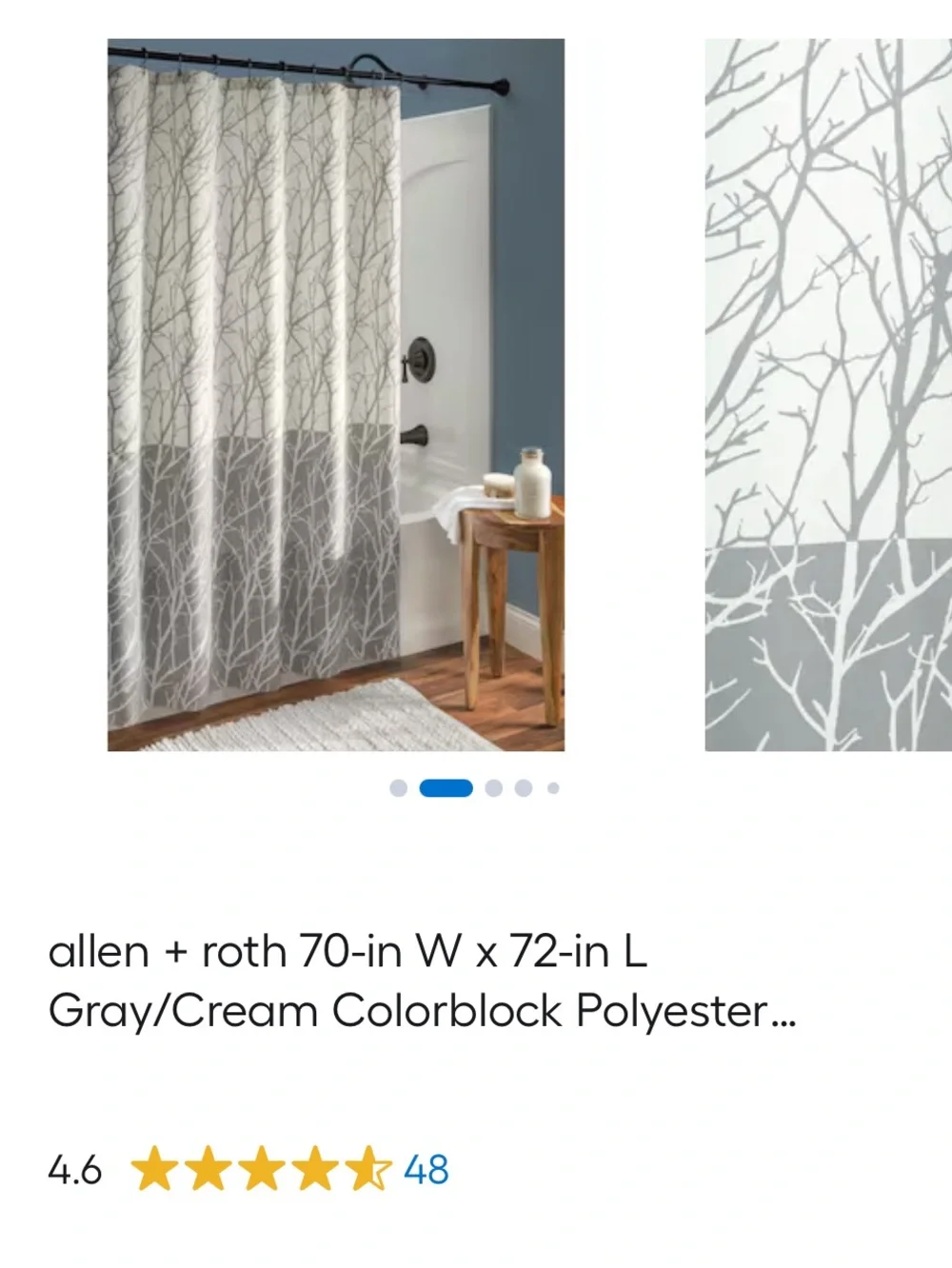 Gray and Cream Tree Branch Shower Curtain - Neutral Woodland Design